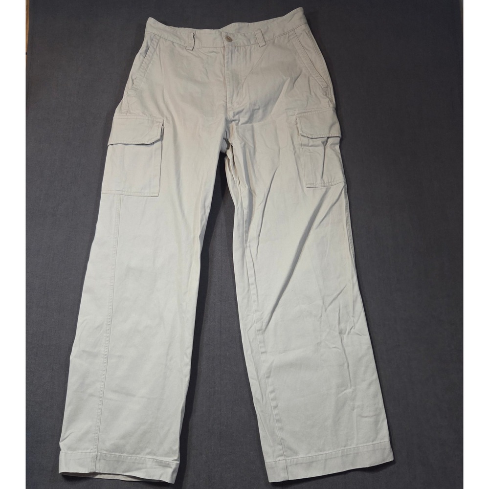 Nautica Clipper Cargo Pants Mens 34x32 Beige Relaxed Fit Cotton Twill Utility